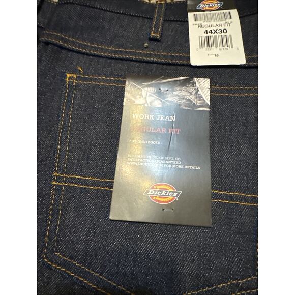 Dickies Work Jeans Men Size 44X30 Blue Denim Regular Fit Fits Over Boots New Tag - Picture 3 of 9